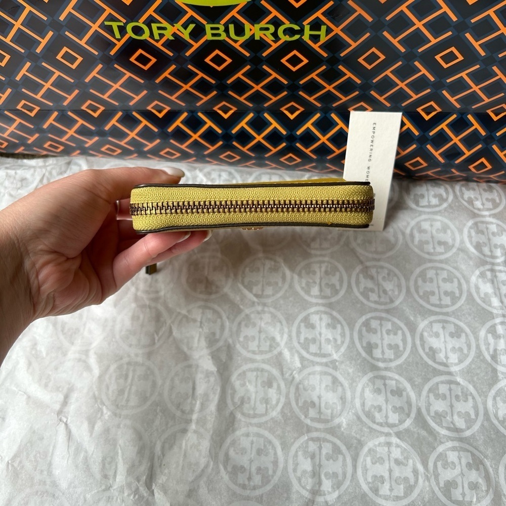 Tory Burch Emerson Medium Wallet Island Palm Gold Green - Picture 2 of 9